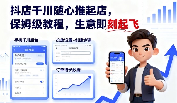 抖店千川随心推起店，保姆级教程，生意即刻起飞_微雨项目网