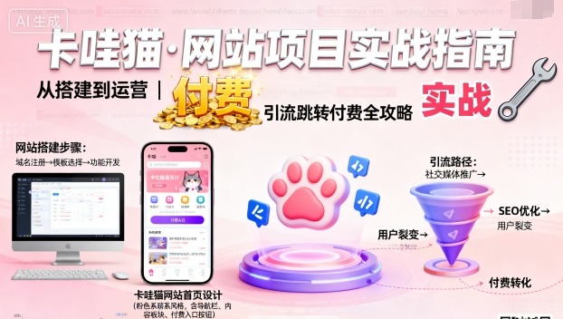 卡哇猫·网站项目，网站搭建与运营以及引流跳转付费_微雨项目网