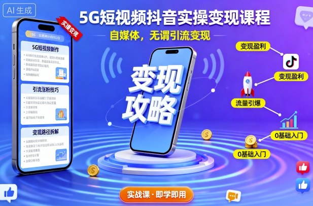 5G短视频抖音实操变现课程，自媒体，无谓引流变现_微雨项目网