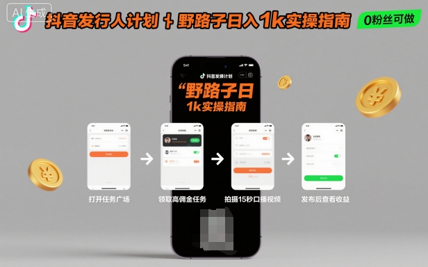 抖音发行人计划全新野路子玩法,随时随地,只要有手机,就能操作,日入1k+【揭秘】_微雨项目网