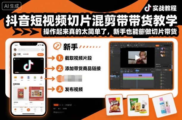 抖音短视频切片混剪带货教学,操作起来真的太简单了,新手也能做切片带货_微雨项目网