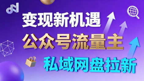 公众号流量主+私域网盘拉新,多方式变现,简单易上手,当天就有收益_微雨项目网
