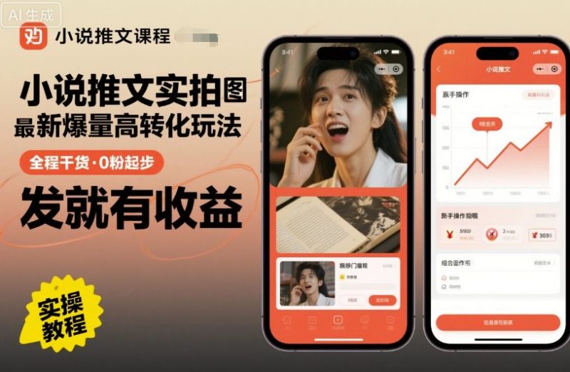 小说推文实拍双图文最新爆量高转化玩法,全程干货,0粉起步,发就有收益_微雨项目网