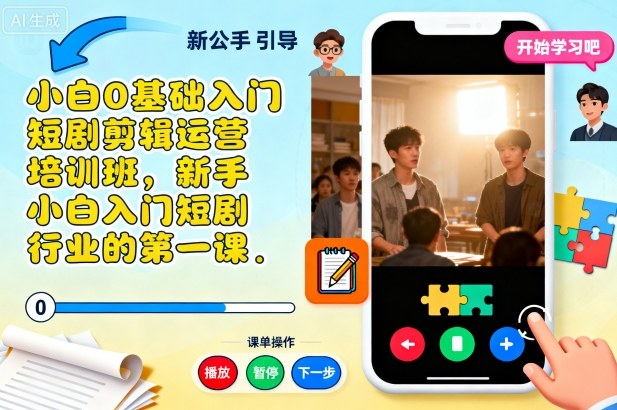 小白0基础入门短剧剪辑运营培训班，新手小白入门短剧行业的第一课_微雨项目网