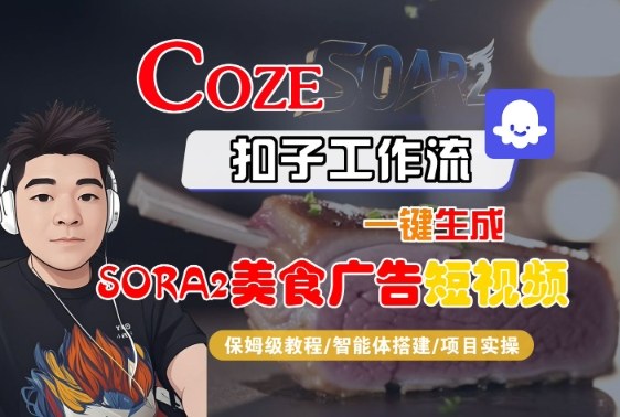 Coze扣子智能体工作流一键生成“SORA2美食广告“短视频,全流程保姆级教学_微雨项目网