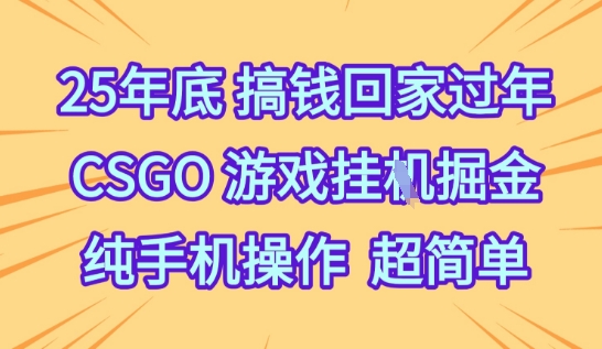 25年底搞钱回家过年,CSGO游戏挂G掘金,纯手机操作超简单【揭秘】_微雨项目网