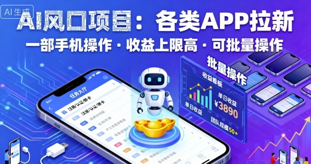 AI风口项目,各类APP拉新,一部手机就可以操作,收益上限高,可批量操作_微雨项目网