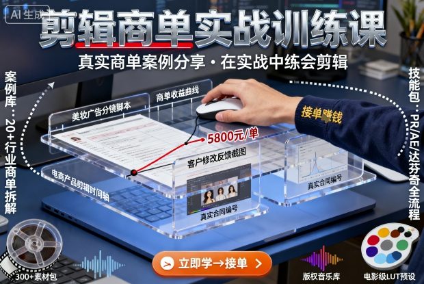 剪辑商单实战训练课,真实商单案例分享,在实战中练会剪辑_微雨项目网