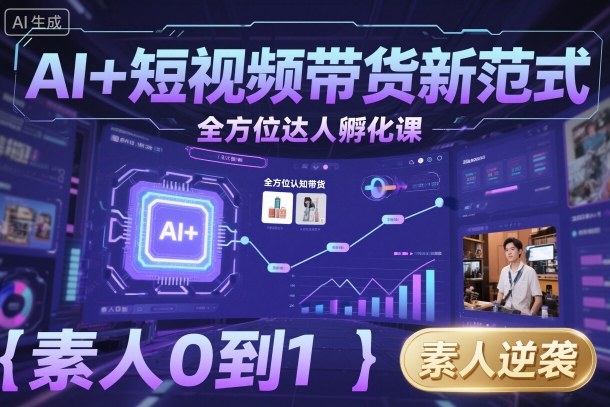 AI+短视频带货新范式全方位达人孵化课,素人也可以从0到1,全方位认知短视频带货_微雨项目网