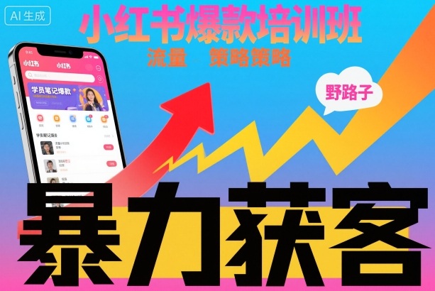 小红书爆款培训班，小红书获客野路子流量打法，暴力持续获客_微雨项目网