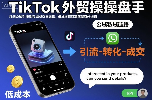 TikTok外贸操盘手，打通公域引流到私域成交全链路，低成本获取高质量海外询盘_微雨项目网