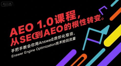 AEO 1.0 课程,从SEO到AE0的基命性转变,手把手教会你用AnswerEngineOptimization技术抢回流量(更新)_微雨项目网